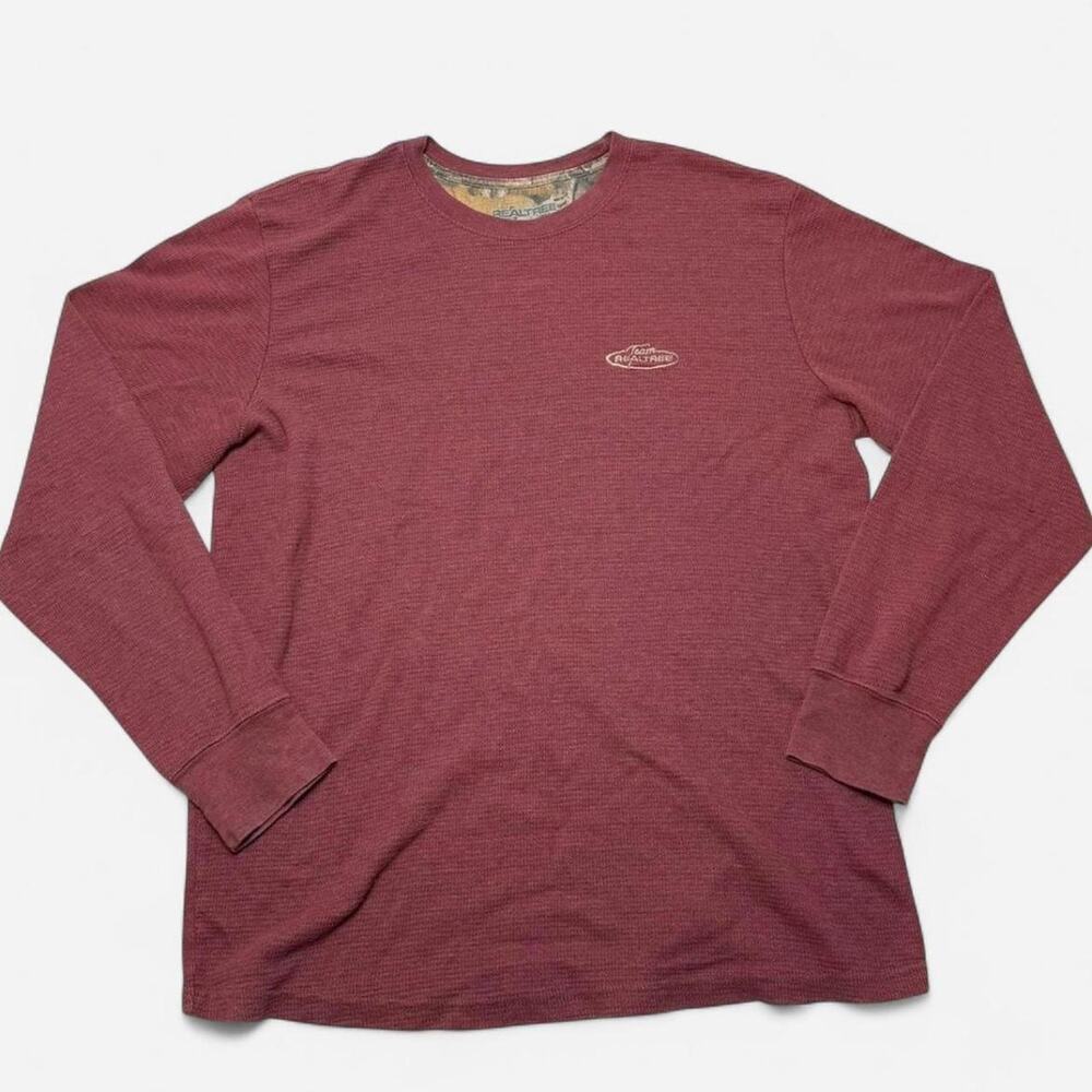 Realtree Maroon Waffle Knit Thermal Long Sleeve Camo Hunting Shirt Men’s XL